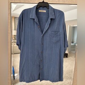 Tommy Bahama 100% Silk Button Down Men’s Shirt Blue Size XL Short Sleeve